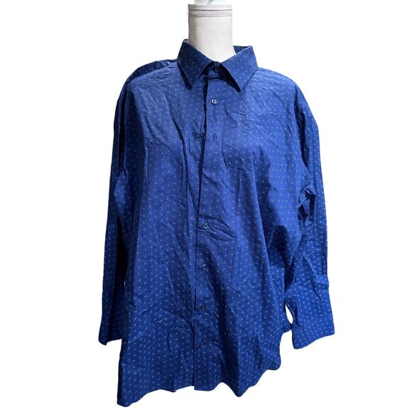 ICONIC BRITISH BRAND BEN SHERMAN BLUE LONG SLEEVE STRETCH TAILOR XXL MENS SHIRT - Picture 1 of 5